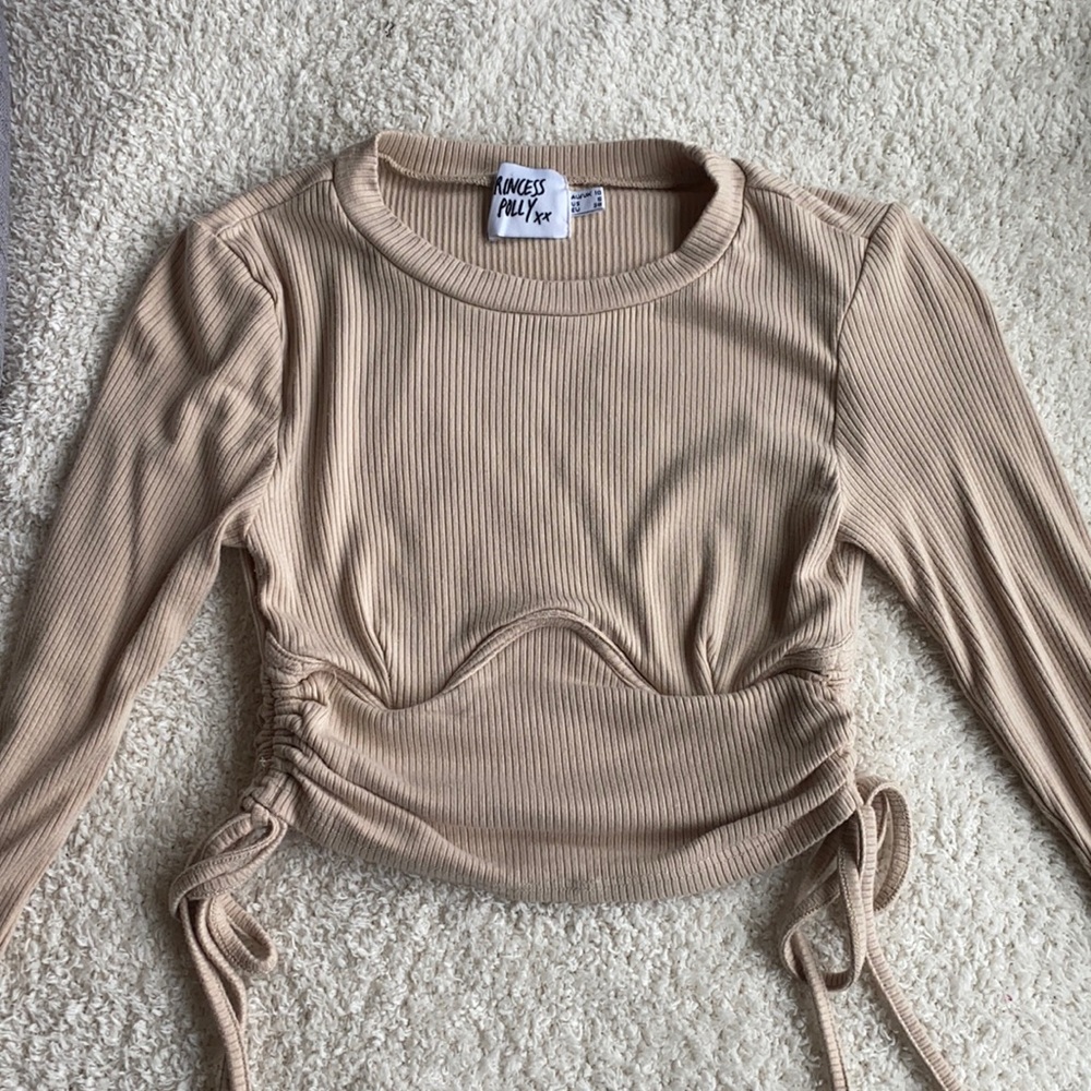 Princess Polly long sleeve nude crop top US 6